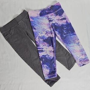 Girls 3T Jumping Beans Purple Multi-Color Print and Dark Gray Leggings Set T18